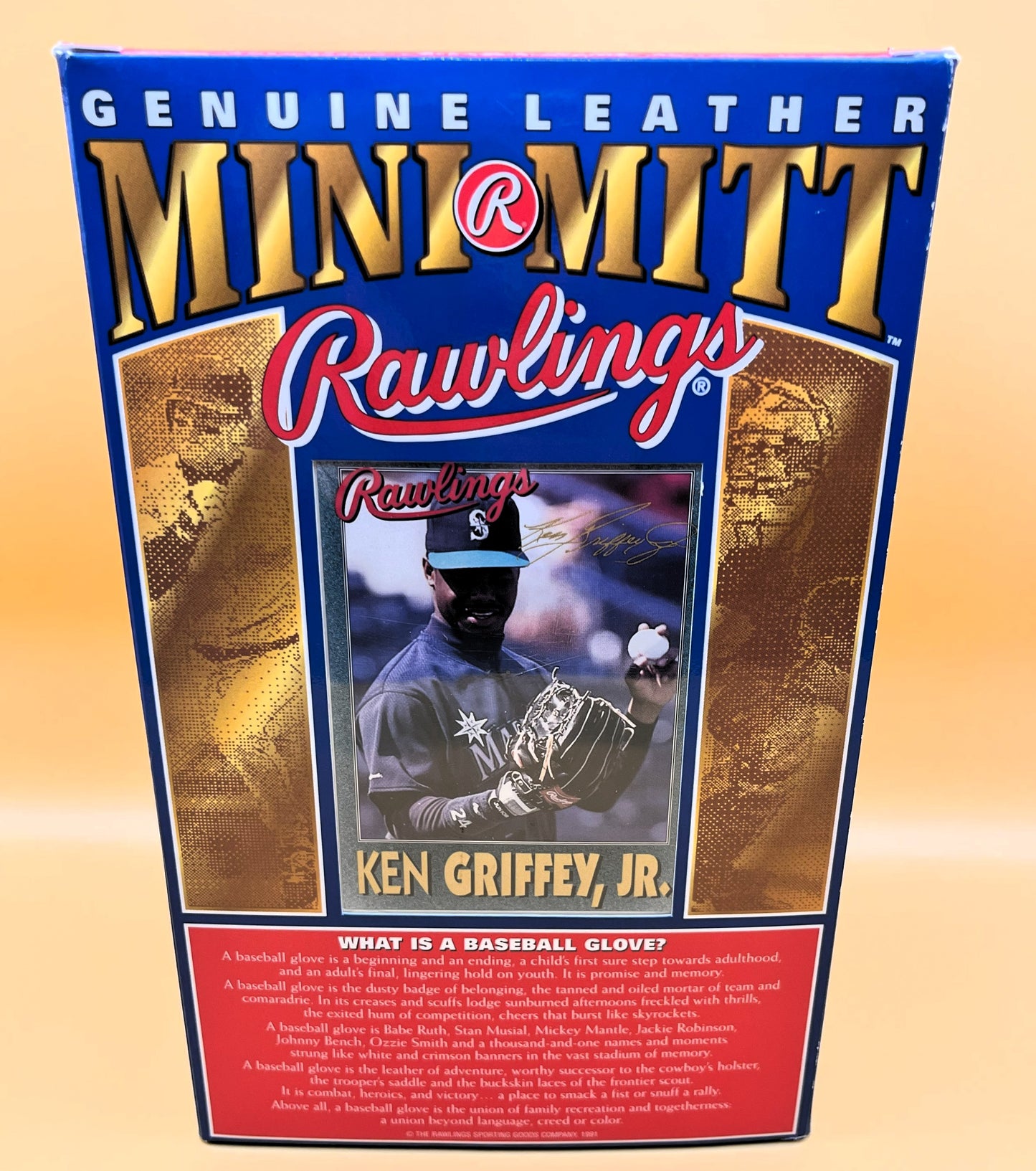 1991 Ken Griffey Jr Mini Glove Rawlings with Card