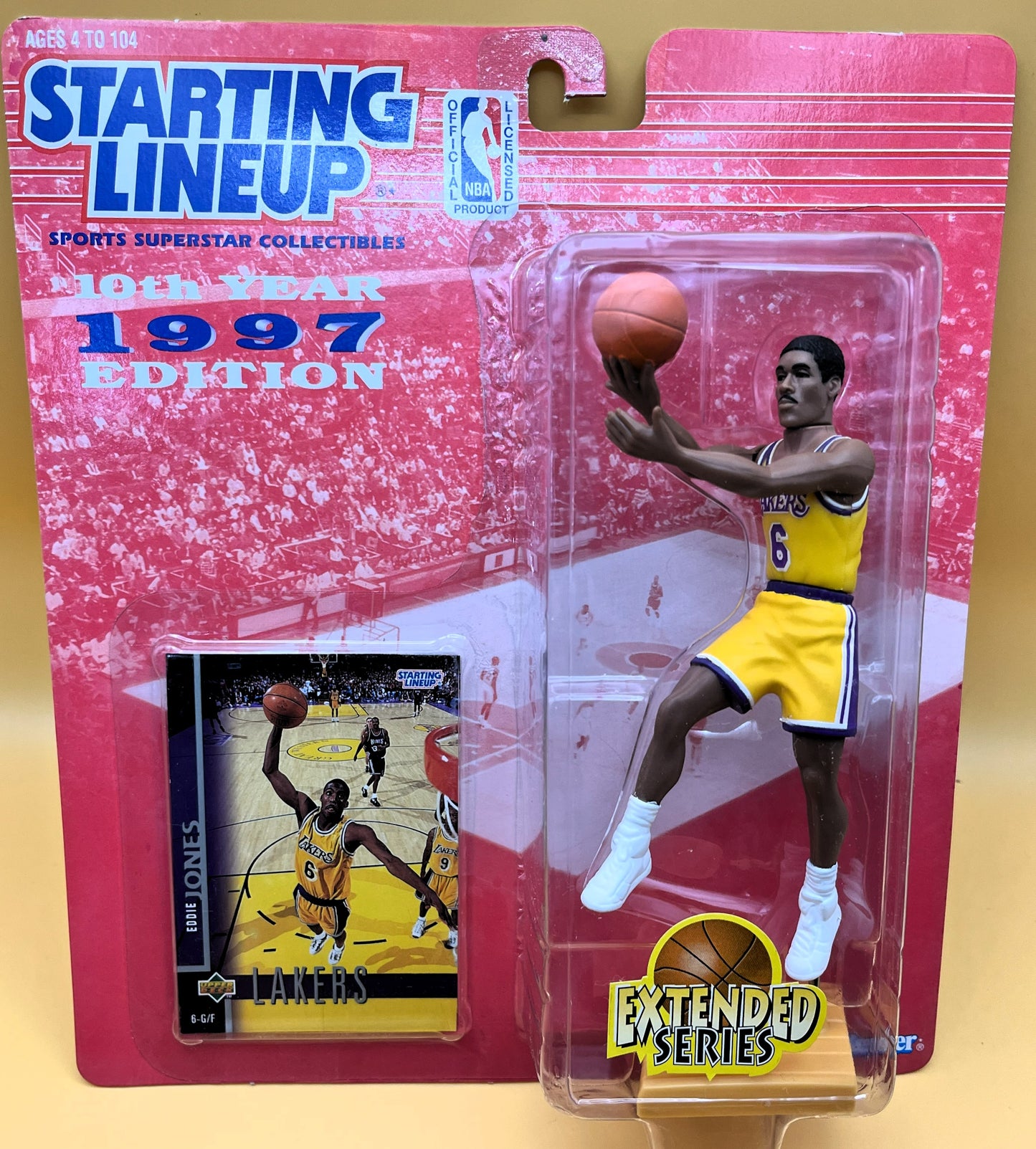 1997 Eddie Jones Starting Lineup w/ Card Extended Series Factory Sealed - Vintage