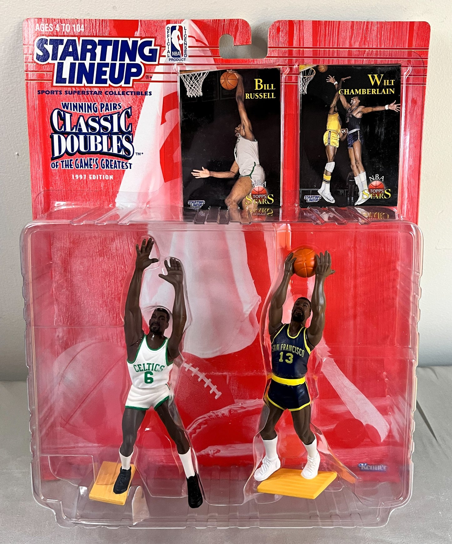 1997 Bill Russell Wilt Chamberlain Classic Doubles NBA Starting Lineup with Card Factory Sealed