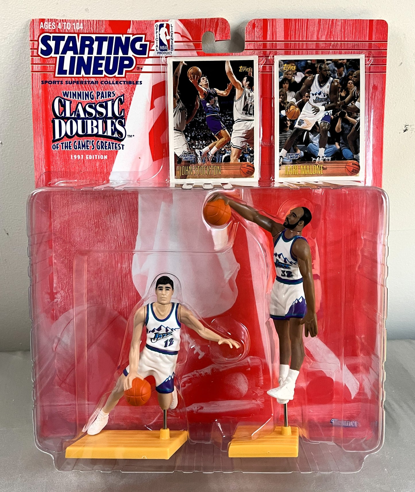 1997 John Stockton Karl Malone Classic Doubles NBA Starting Lineup with Card Factory Sealed