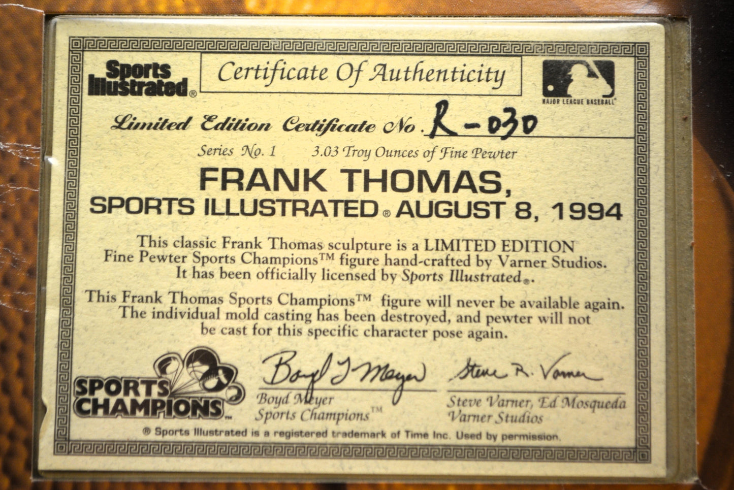 1997 Frank Thomas Pewter Sports Illustrated Series 1 -Limited Ed.