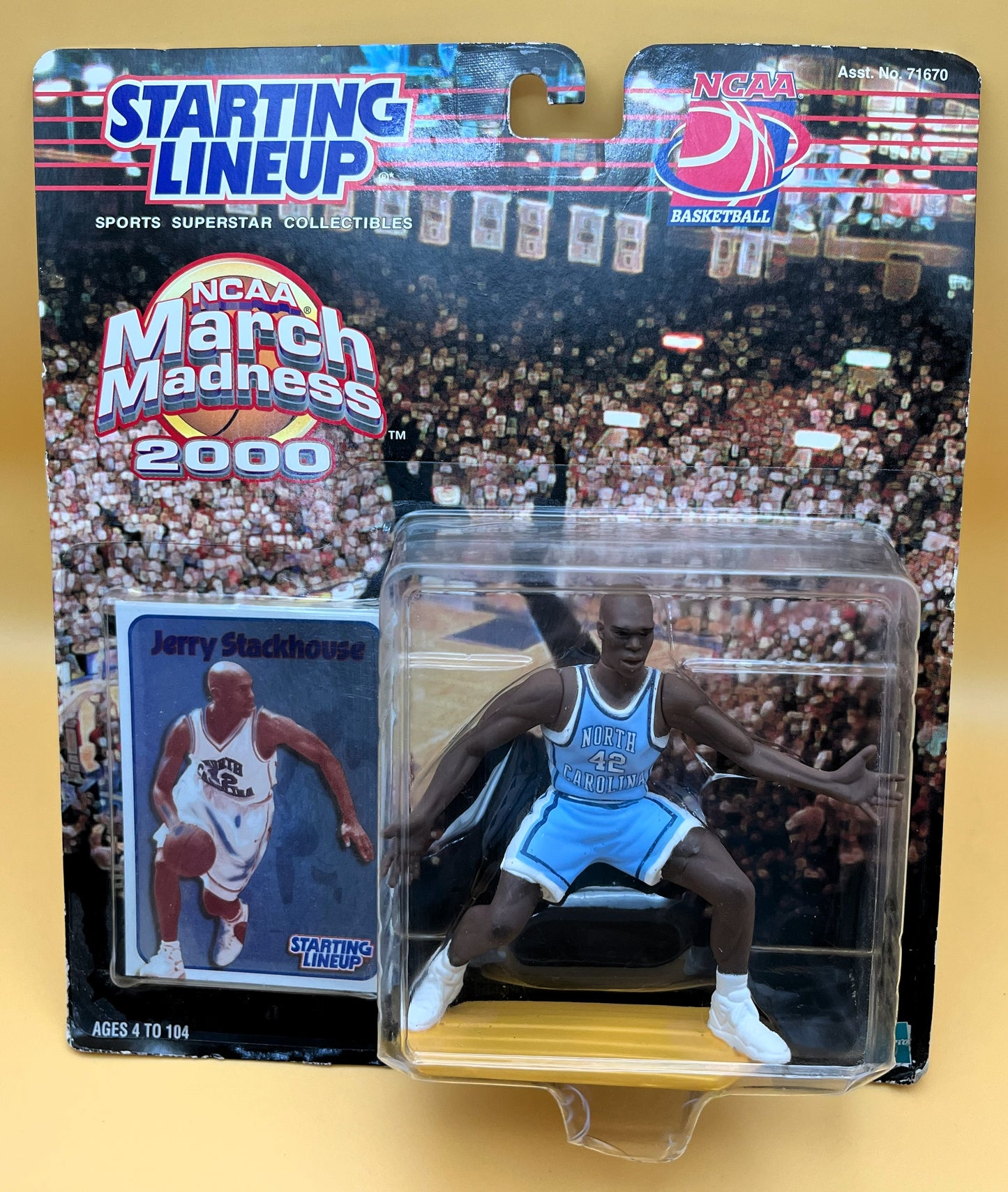 2000 Jerry Stackhouse Starting Lineup with Card NCAA March Madness North Carolina College Edition Factory Sealed (