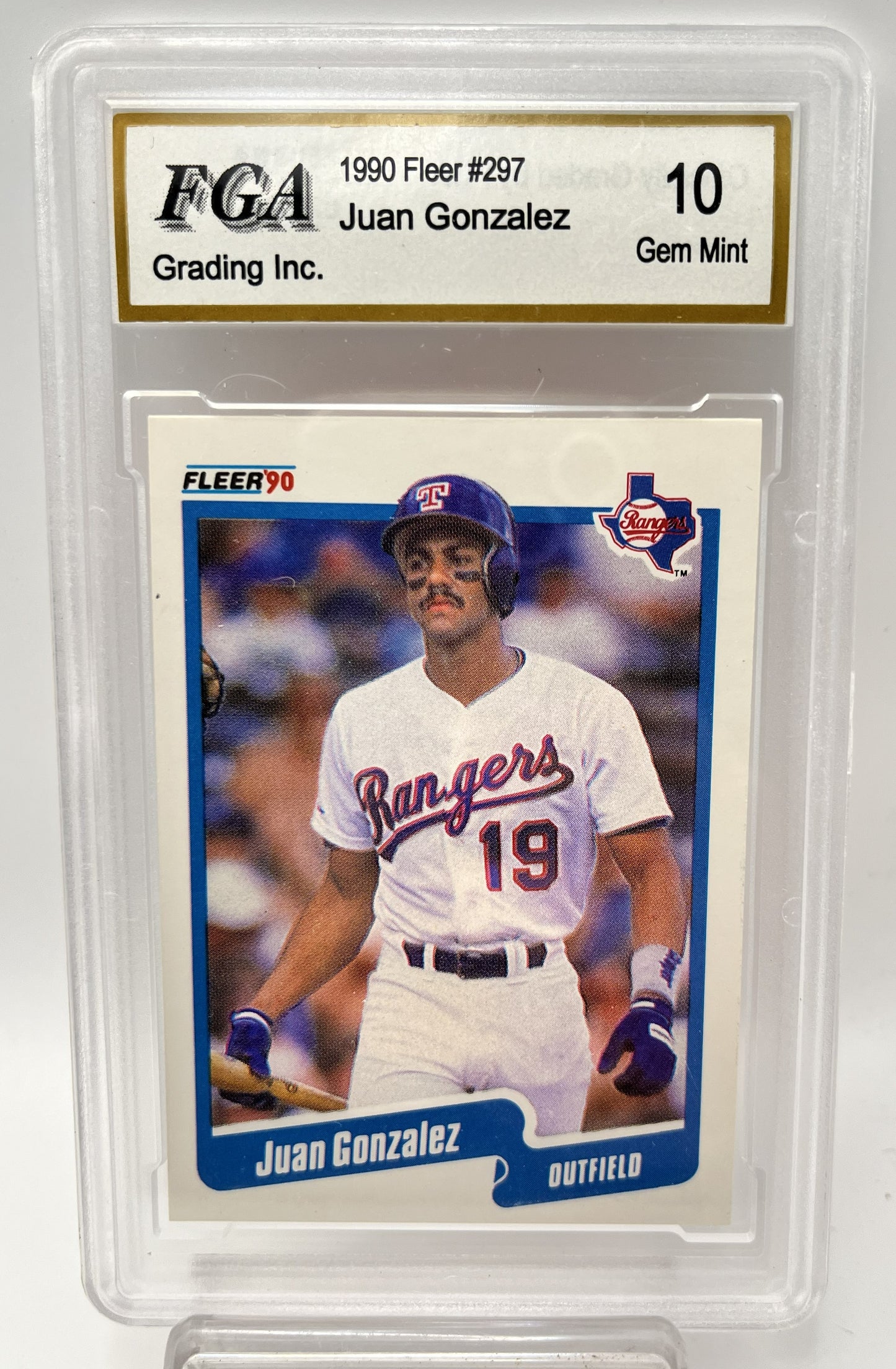1990 Juan Gonzalez Fleer #297 Rookie Graded Gem Mint 10