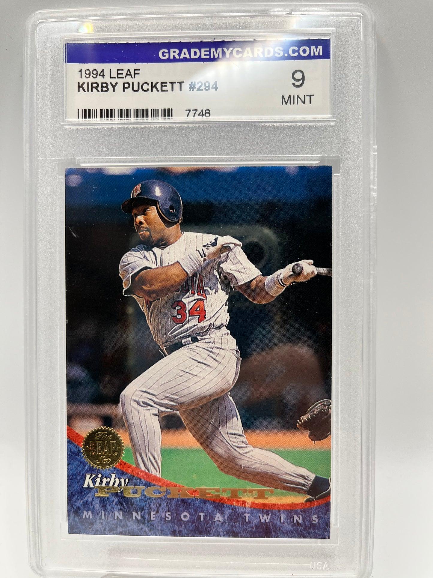 1994 Kirby Puckett Donruss Leaf #294 Graded Mint 9