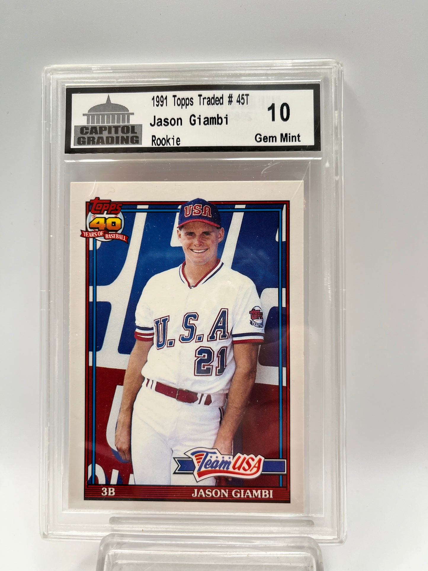 1991 Jason Giambi Topps Traded #45T Rookie Graded Gem Mint 10 - Team USA
