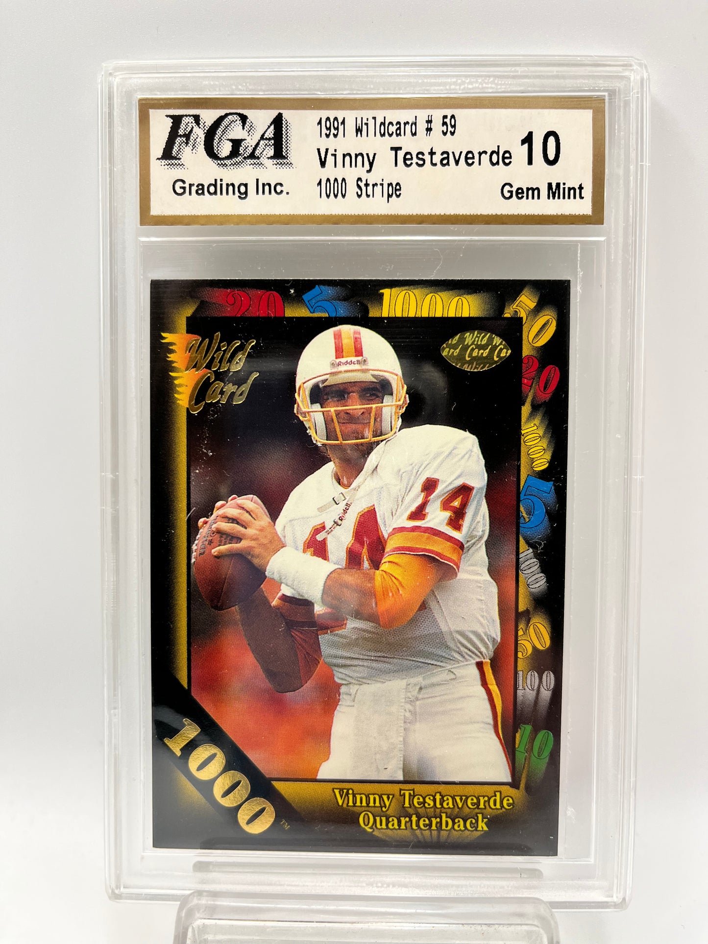1991 Vinnie Testaverde Wild Card #59 1000 Stripe Graded Gem Mint 10