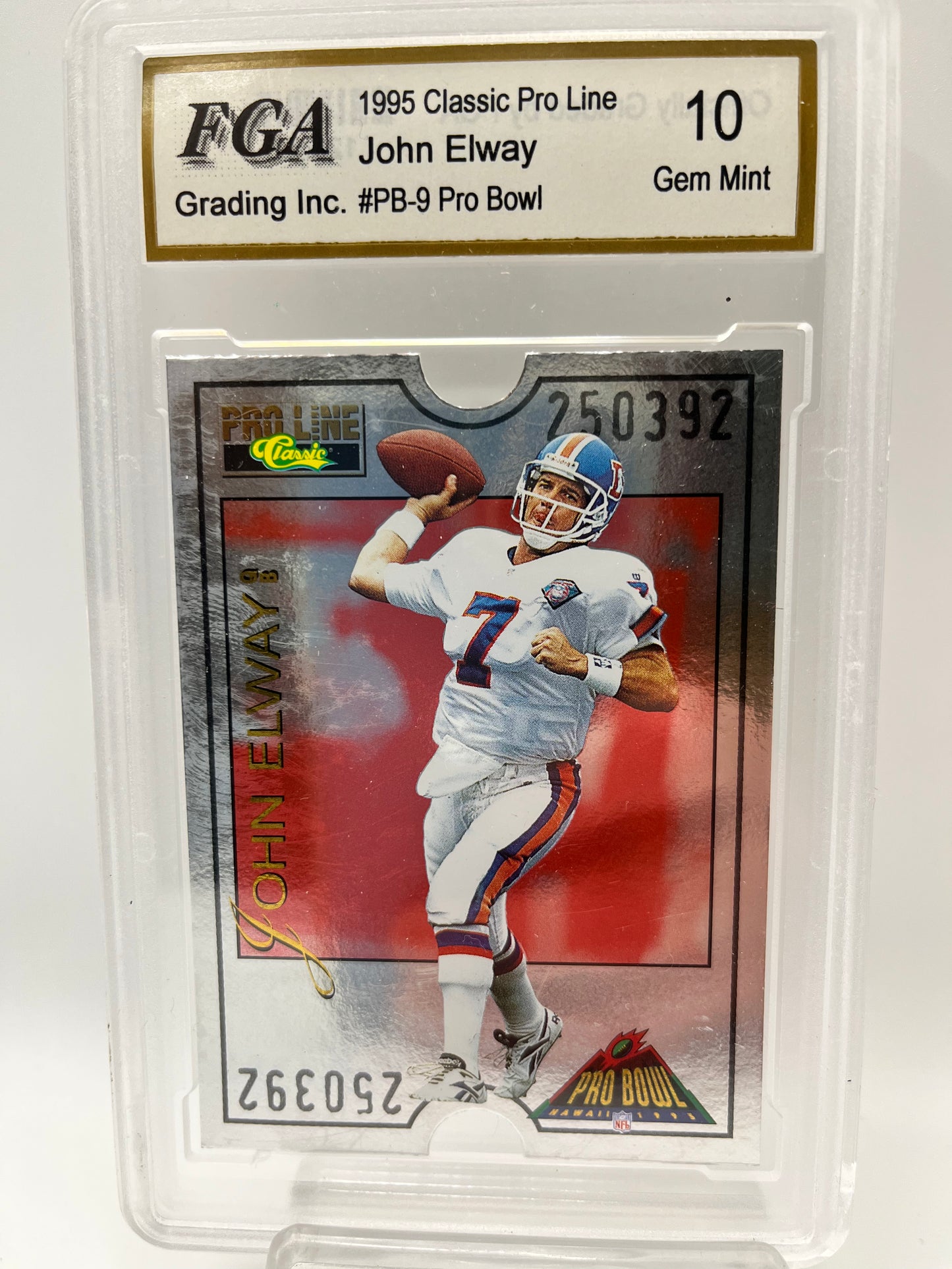 1995 John Elway Classic Pro Line #PB-9 Pro Bowl Die Cut Graded Gem Mint 10