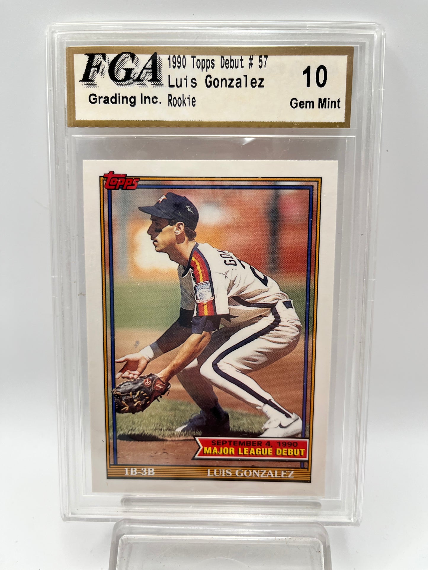1990 Luis Gonzalez Topps Debut #57 Rookie Graded Gem Mint 10