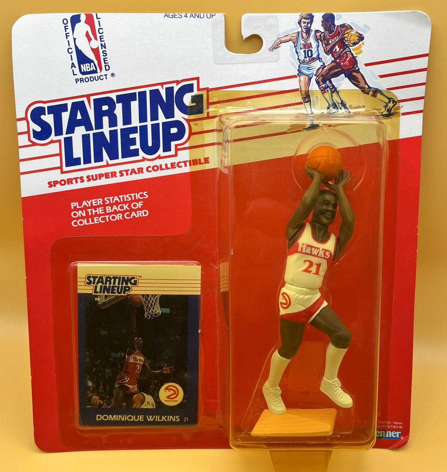 1988 Dominique Wilkins Starting Lineup with Card NBA Factory Sealed - Vintage 1st Year