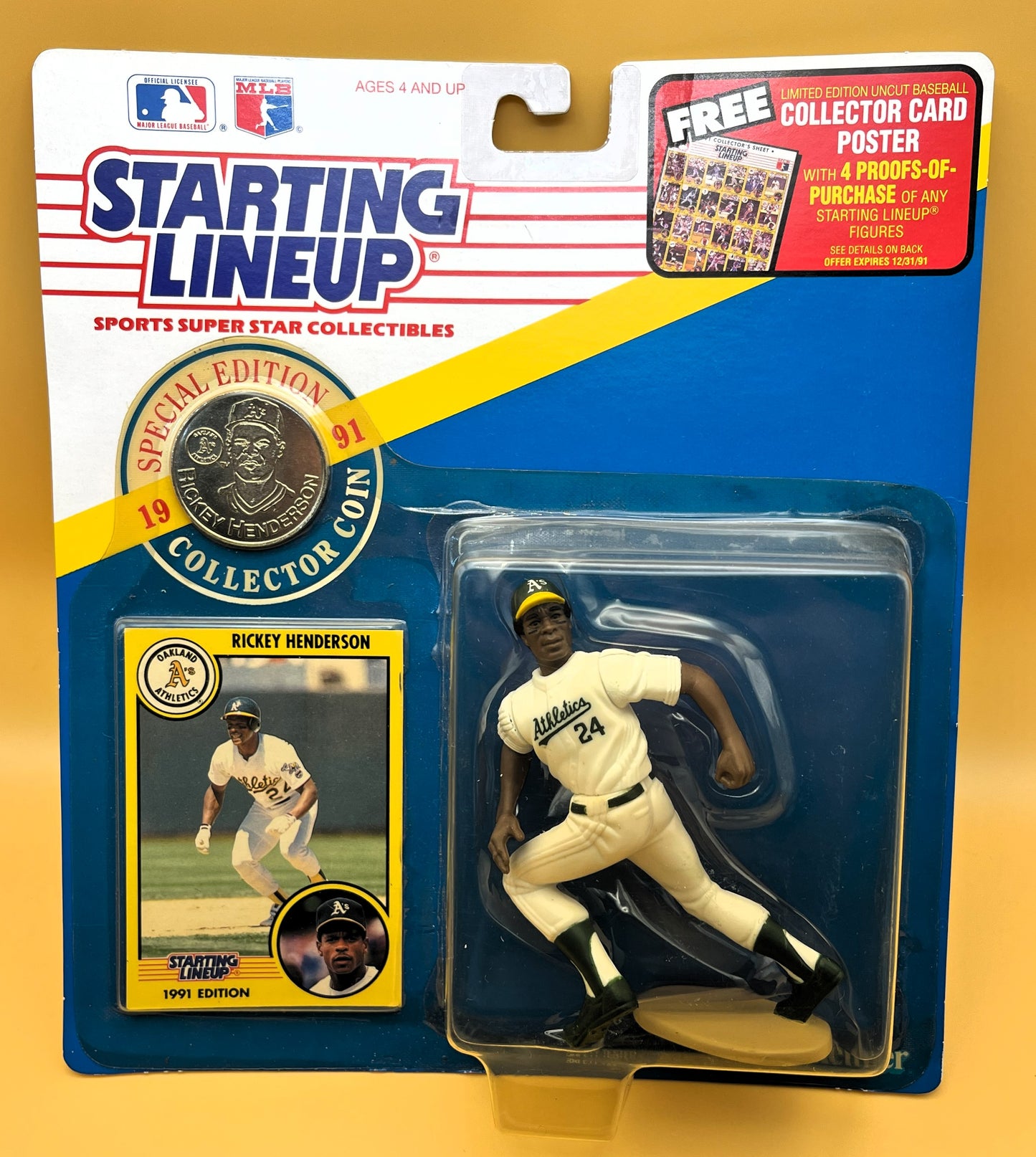 1991 Ricky Henderson Starting Lineup with Card Factory Sealed - Vintage
