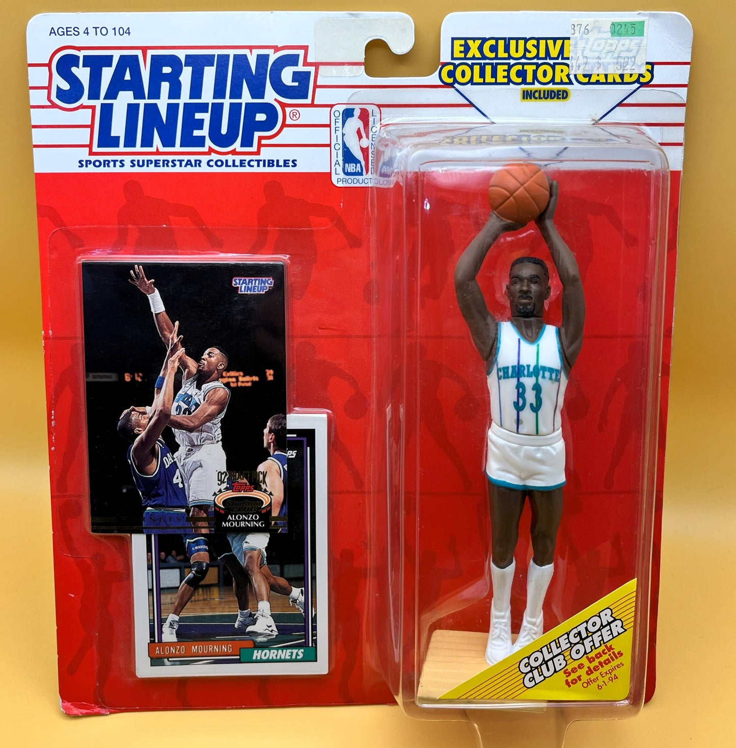 1993 Alonzo Mourning  Starting Lineup with Card Factory Sealed - Vintage