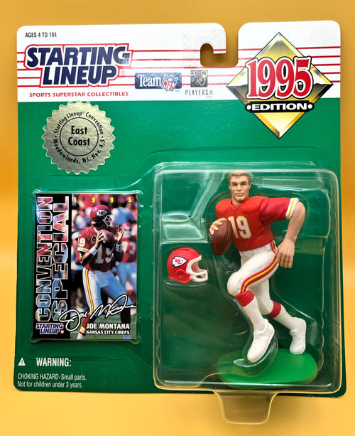 1995 Joe Montana Starting Lineup w/ Card East Coast Convention Factory Sealed - Vintage