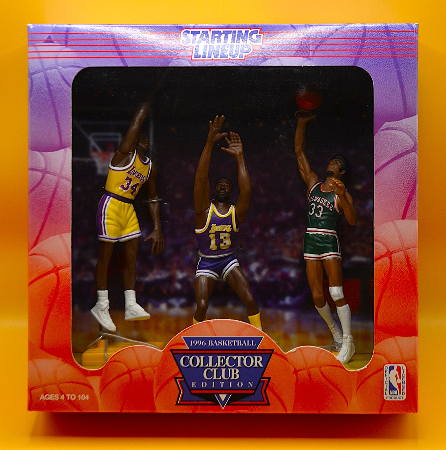 1996 Collectors Club Wilt Shaq Kareem 3 Centers Starting Lineup  NBA Factory Packaging - Vintage