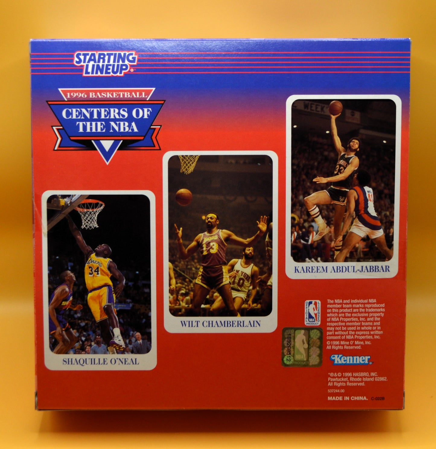 1996 Collectors Club Wilt Shaq Kareem 3 Centers Starting Lineup  NBA Factory Packaging - Vintage