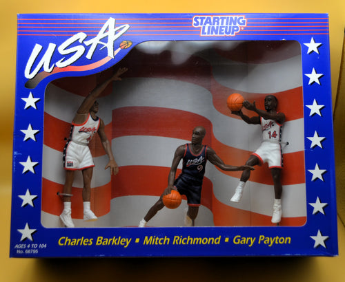 1996 USA Olympic Men's Barkley Payton Richmond Starting Lineup Dream Team NBA Factory Packaging - Vintage