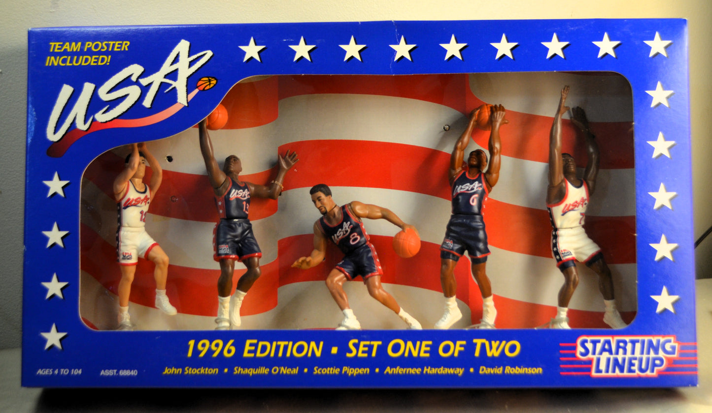 1996 USA Olympic Men's Basketball Starting Lineup Dream Team (Sets 1 & 2) NBA Factory Packaging - Vintage