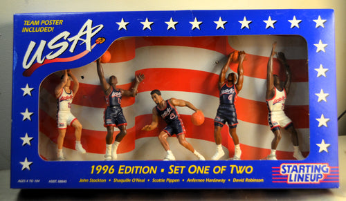 1996 USA Olympic Men's Basketball Starting Lineup Dream Team (Sets 1 & 2) NBA Factory Packaging - Vintage