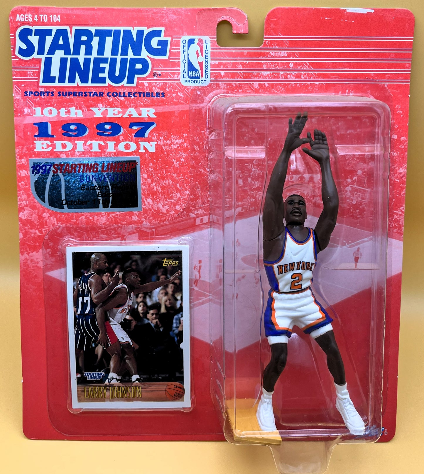 1997 Larry Johnson Starting Lineup with Card NBA East Coast Convention Factory Sealed