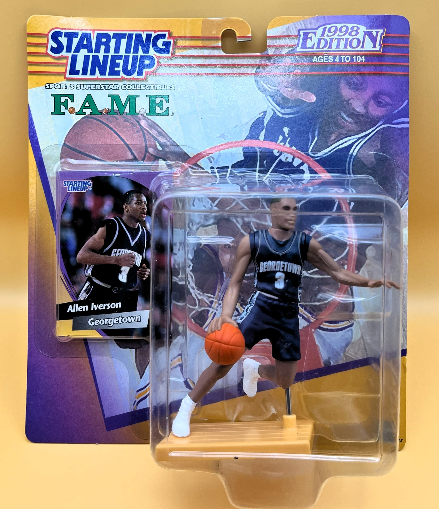 1998 Allen Iverson Starting Lineup with Card Georgetown College Edition Factory Sealed