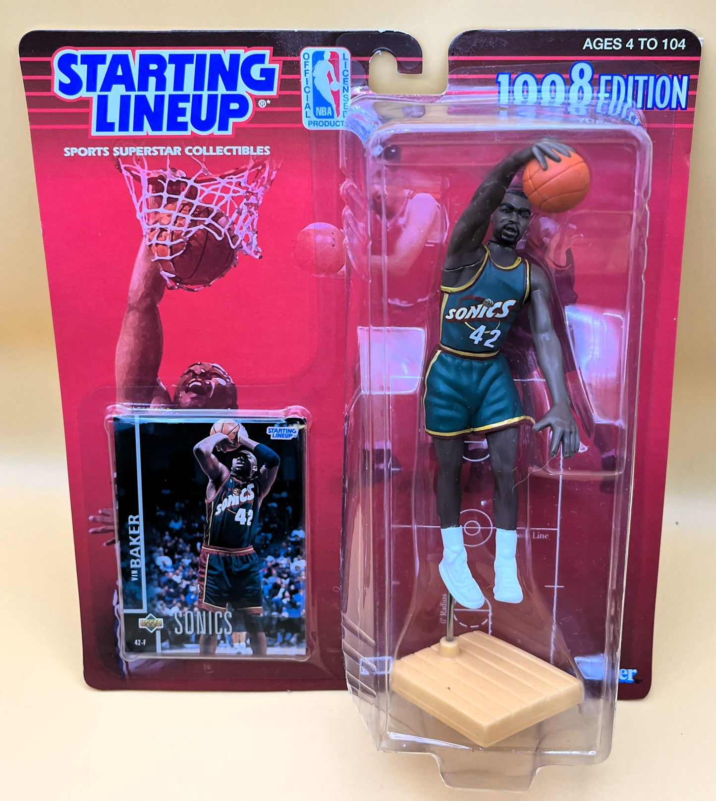 1998 Vin Baker Starting Lineup with Card Factory Sealed - Vintage