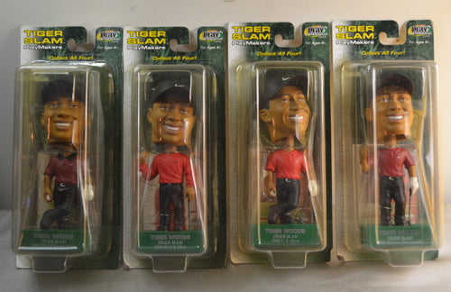 2002 Upper Deck Tiger Woods Tiger Slam Bobblehead Set of 4