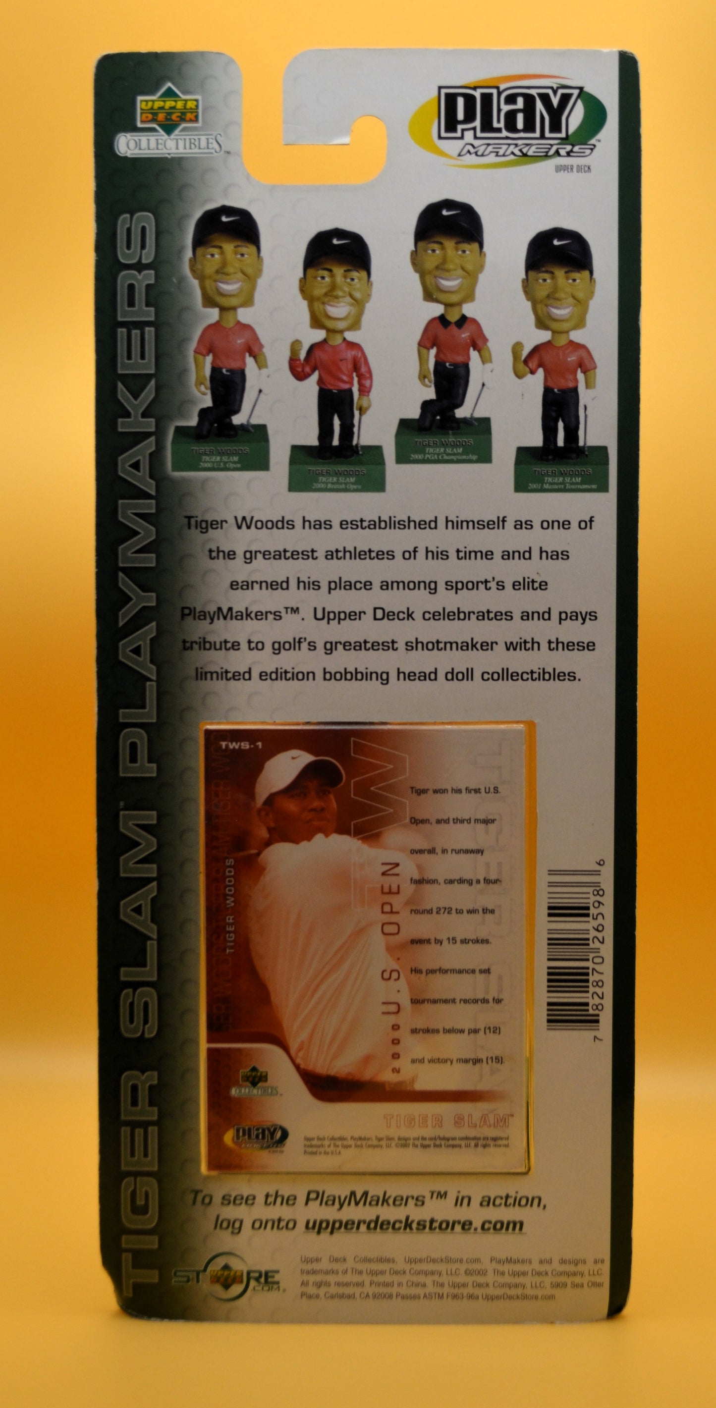 2002 Upper Deck Tiger Woods Tiger Slam Bobblehead Set of 4