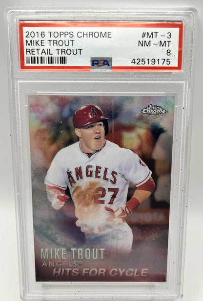 2016 Topps Chrome Mike Trout MT-3 Graded PSA 8