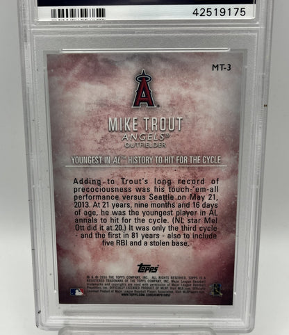 2016 Topps Chrome Mike Trout MT-3 Graded PSA 8