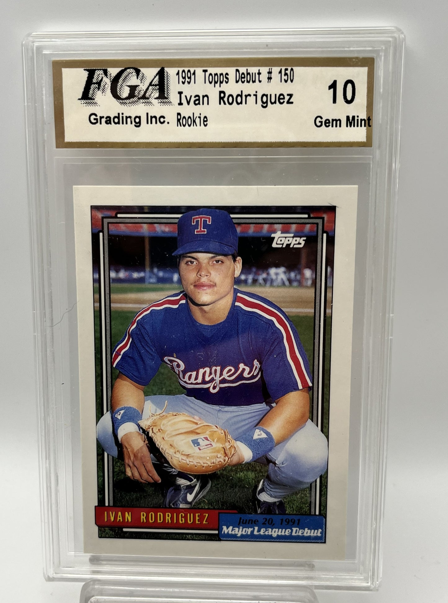 1991 Ivan "Pudge" Rodriguez Topps Debut #150  Graded Gem Mint 10