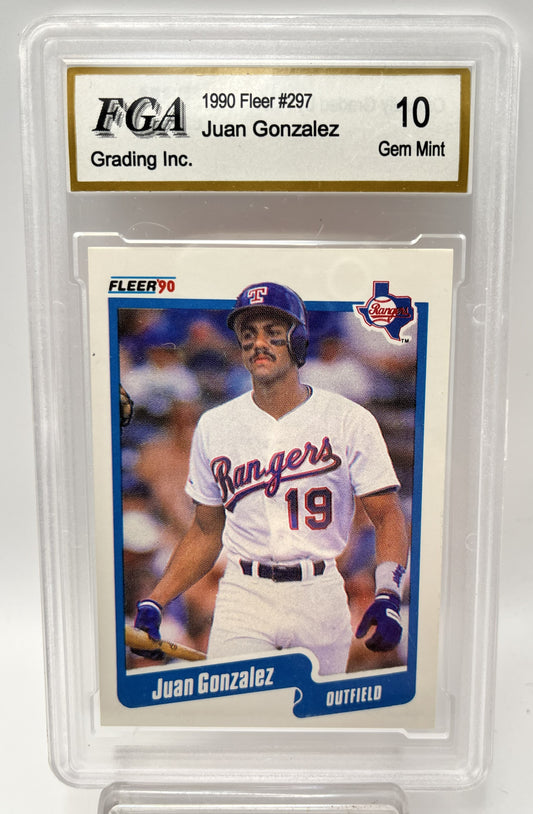 1990 Juan Gonzalez Fleer #297 Rookie Graded Gem Mint 10