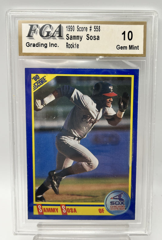 1990 Sammy Sosa Score #558 Rookie Graded Gem Mint 10