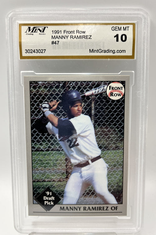 1991 Manny Ramirez Front Row #47 Rookie Graded Gem Mint 10