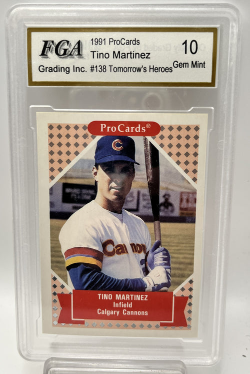 1991 Tino Martinez ProCards #138 Tomorrow's Heroes Rookie Graded Gem Mint 10
