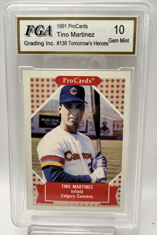 1991 Tino Martinez ProCards #138 Tomorrow's Heroes Rookie Graded Gem Mint 10