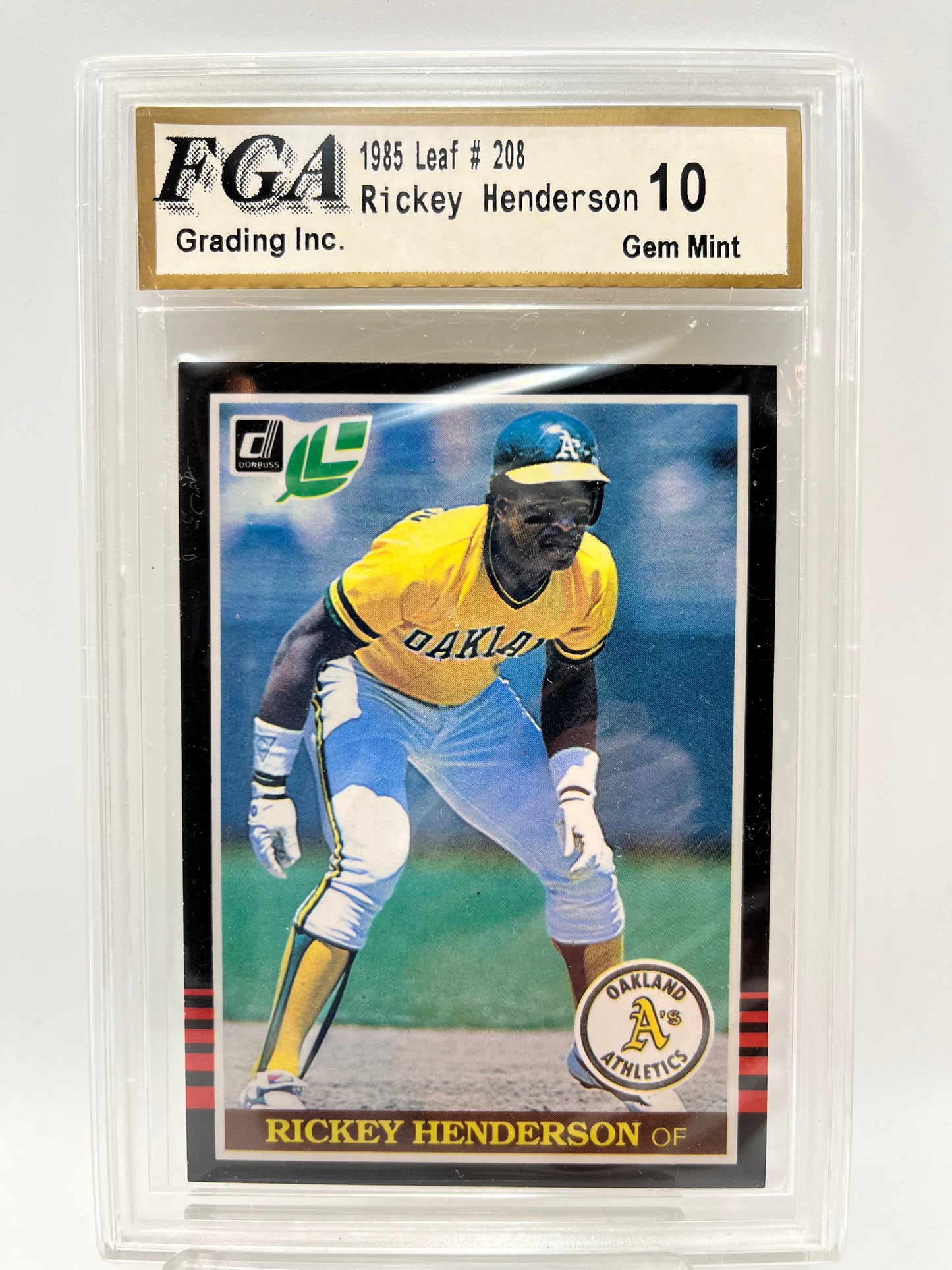 1985 Ricky Henderson Donruss Leaf #208 Graded Gem Mint 10