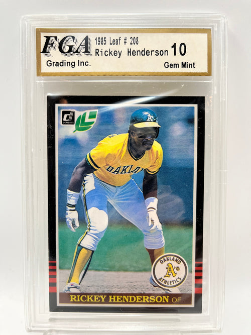 1985 Ricky Henderson Donruss Leaf #208 Graded Gem Mint 10