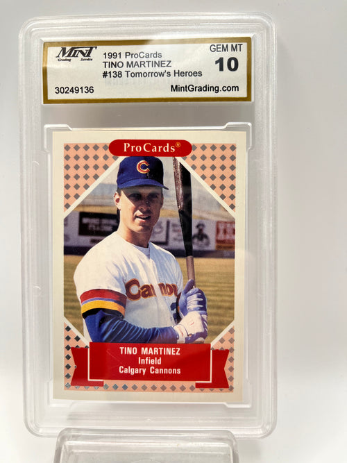 1991 Tino Martinez Pro Cards #138 Rookie -Tomorrows Heroes Graded Gem Mint 10