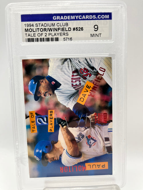 1994 Molitor Winfield Topps Stadium Club #526 Tale of 2 Players Graded Mint 9