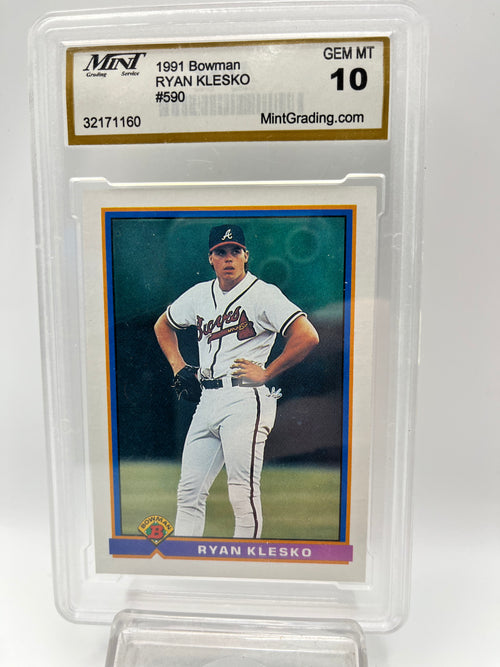 1991 Ryan Klesko Bowman #590 Rookie Graded Gem Mint 10