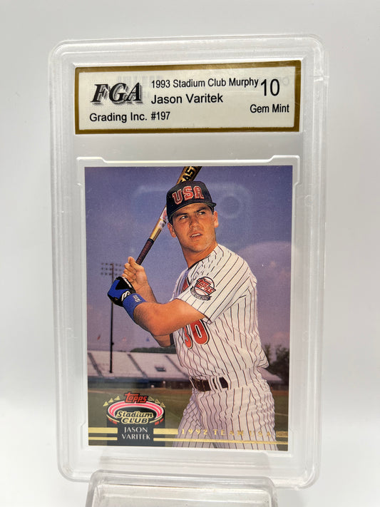 1993 Jason Varitek Topps Stadium Club Murphy #197 Rookie Graded Gem Mint 10- Team USA