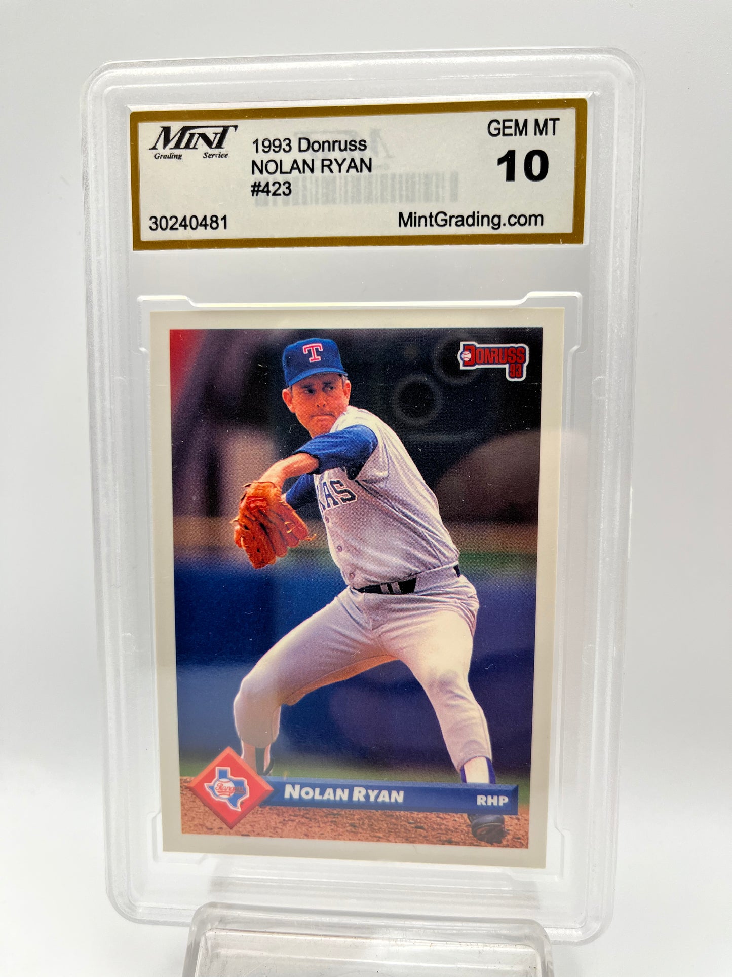 1993 Nolan Ryan Donruss #423 Graded Gem Mint 10