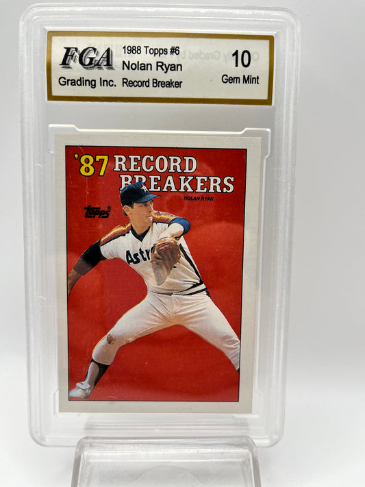 1988 Nolan Ryan Topps #6 Record Breaker Graded Gem Mint 10