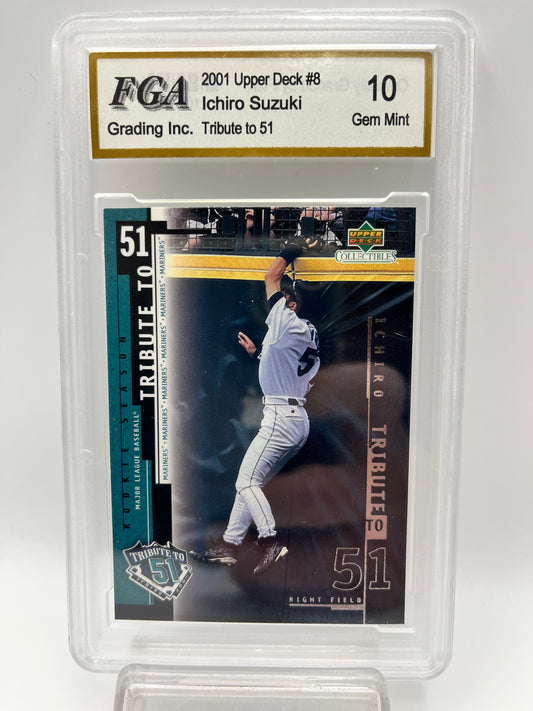 2001 Ichiro Suzuki Upper Deck #8 Tribute to 51 Graded Gem Mint 10