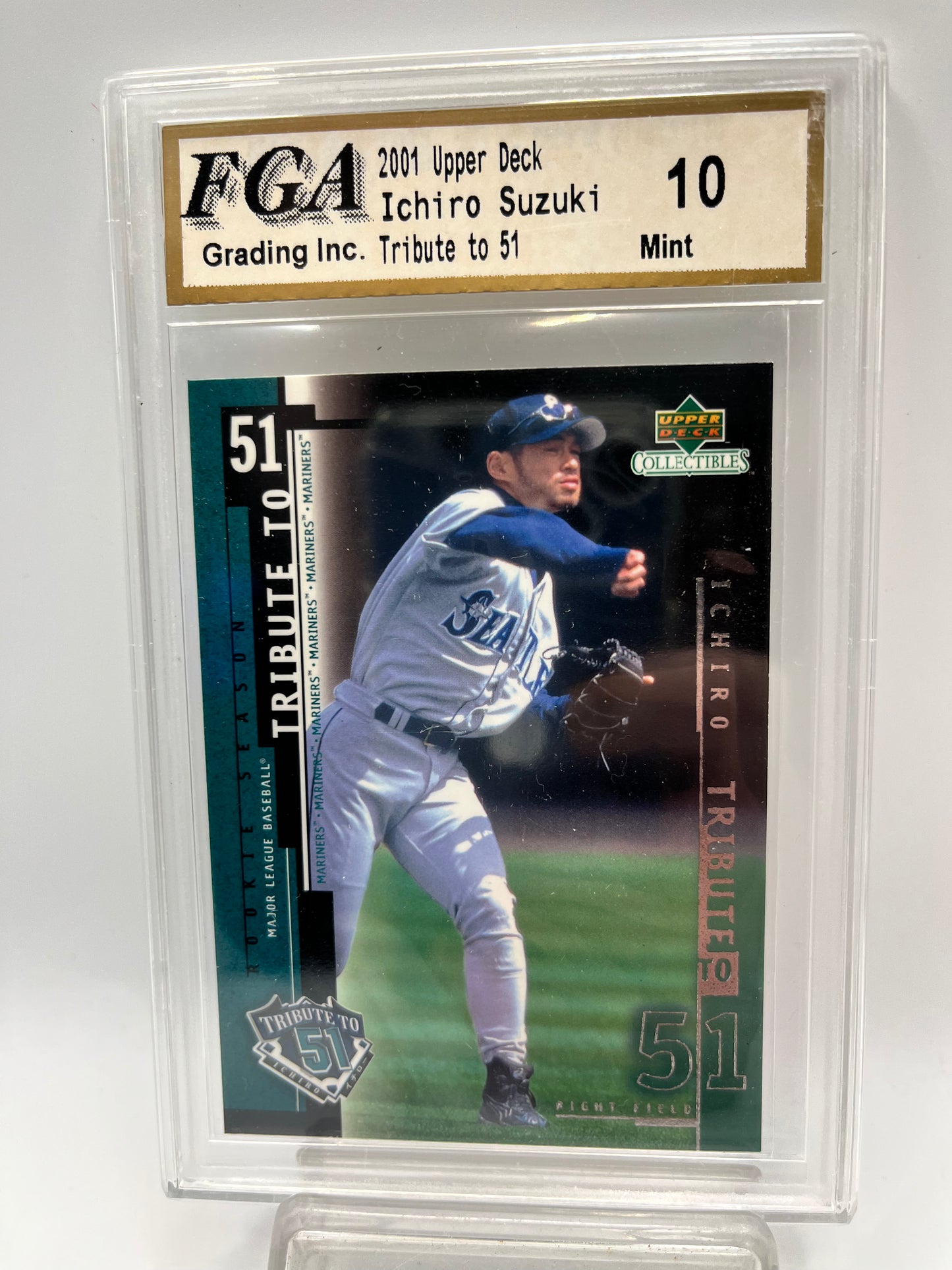 2001 Ichiro Suzuki Upper Deck #10 Tribute to 51 Graded Gem Mint 10