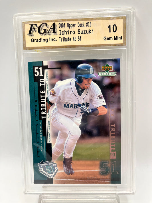 2001 Ichiro Suzuki Upper Deck #3 Tribute to 51 Graded Gem Mint 10