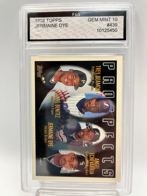 1998 Jermaine Dye Topps #439 Rookie Graded Gem Mint 10