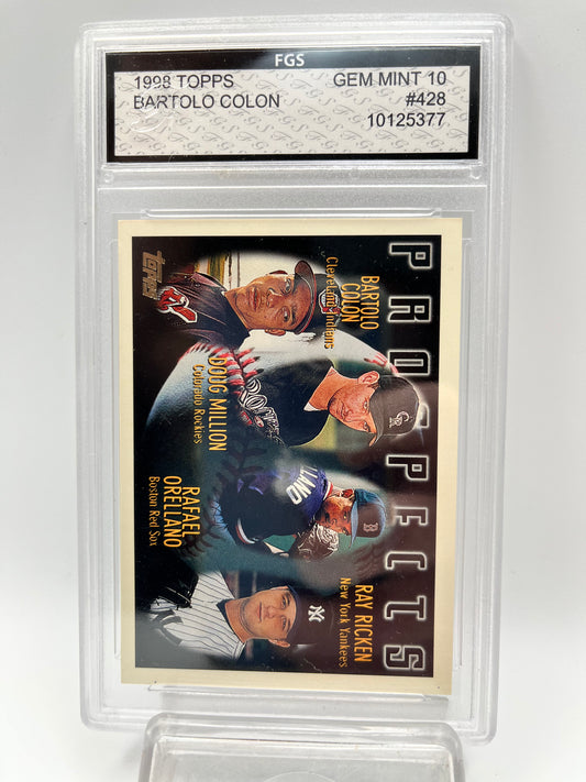 1998 Bartolo Colon Topps #428 Rookie Graded Gem Mint 10