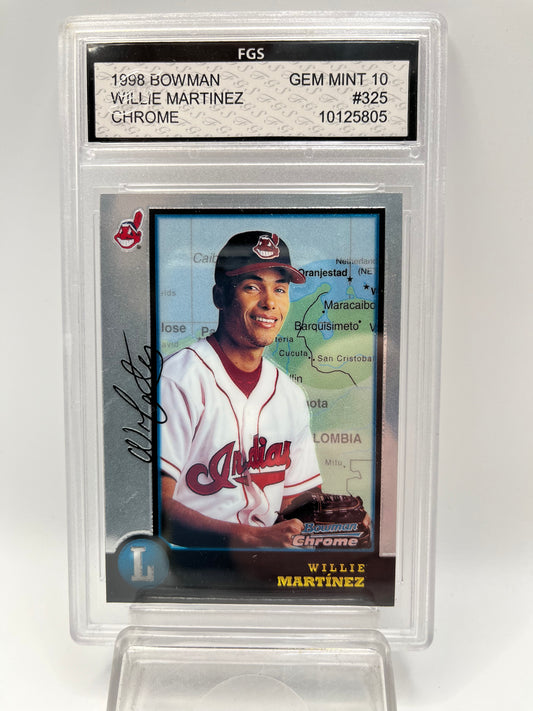 1998 Willie Martinez Bowman Chrome #325 International Rookie Graded Gem Mint 10