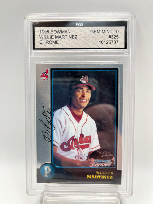 1998 Willie Martinez Bowman Chrome #325 Rookie Graded Gem Mint 10