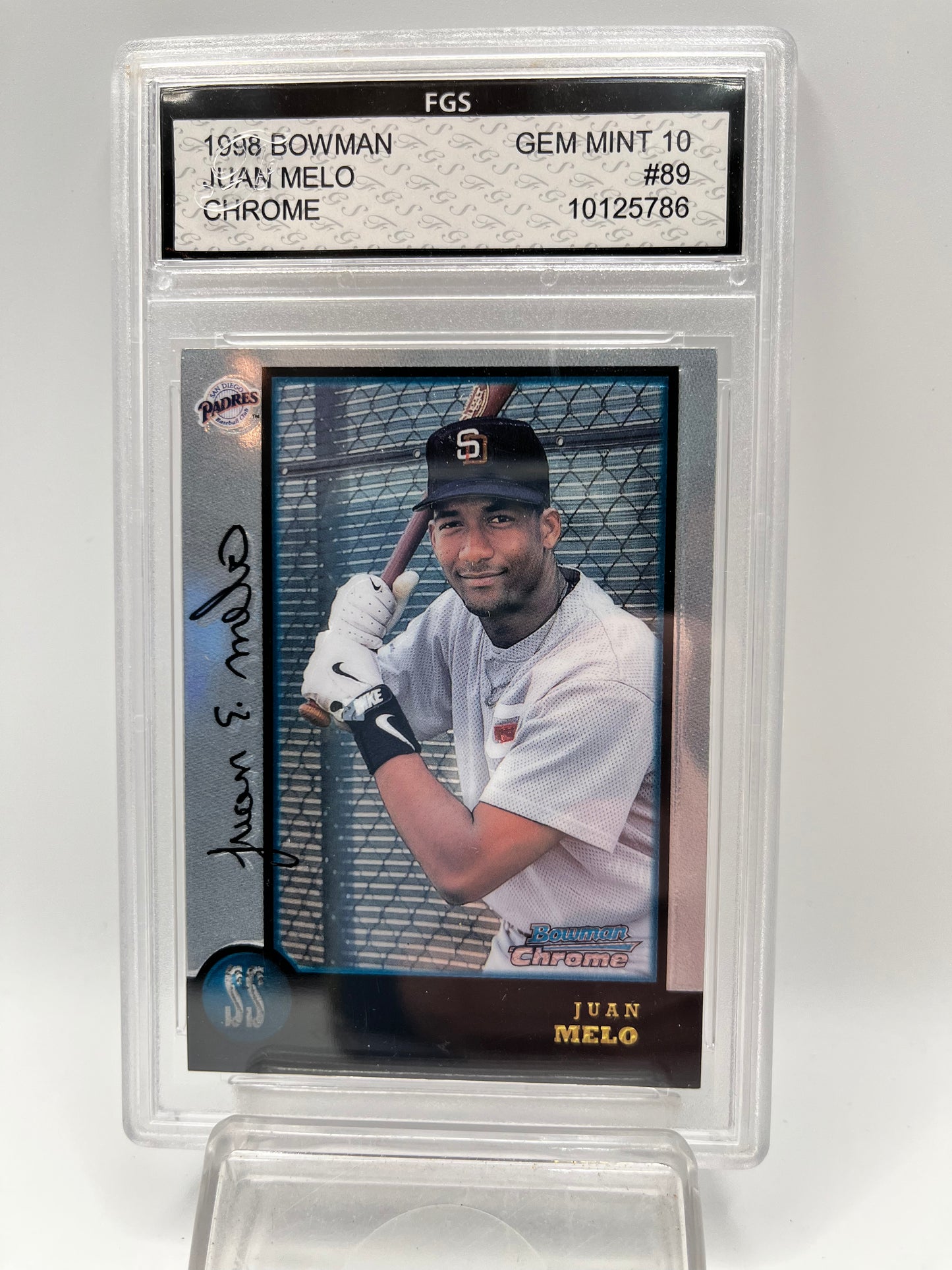 1998 Juan Melo Bowman Chrome #89 Rookie Graded Gem Mint 10